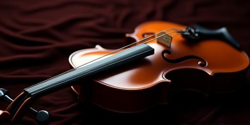 An elegant violin resting on a dark velvet surface.